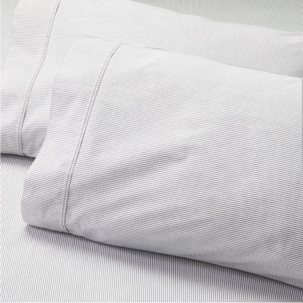 2pk Standard Cotton Percale Pillowcase Set Gray/Sour Cream - Hearth & Hand™